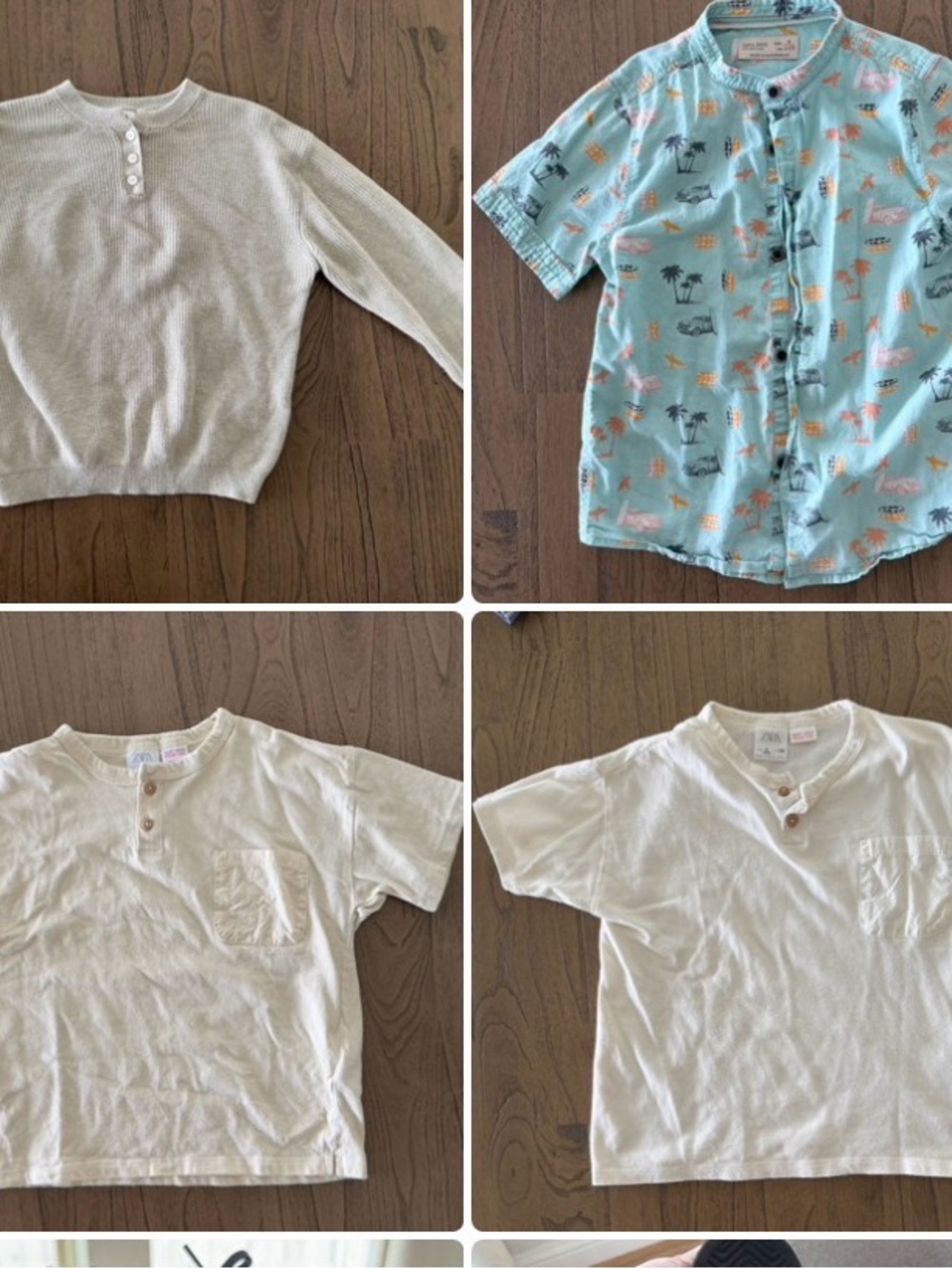 Zara Cream Ribbed Button-Henley Sweater